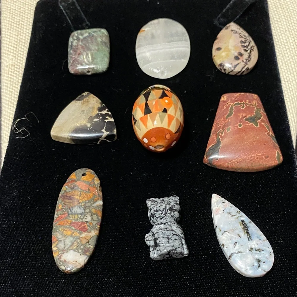 Nine Assorted natural Gemstone pendants for jewelry makers